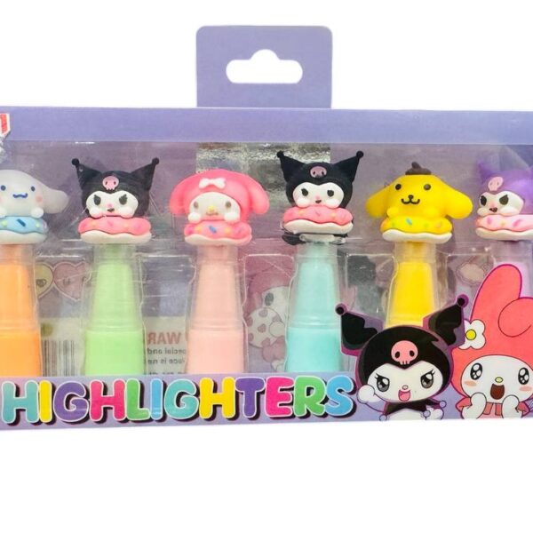 Cute Cartoon Highlighter Set – Kawaii Character Highlighters Pack (6 Colors)
